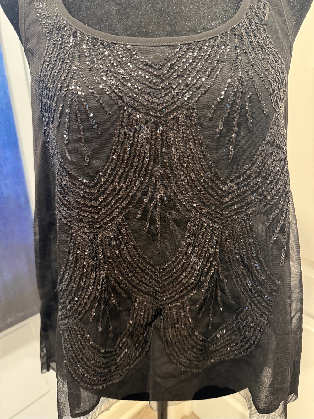 Denim & Supply Ralph Lauren Black Beaded Scoop Neck Camisole